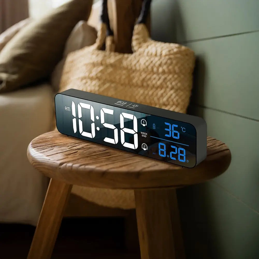 GOMINIMO Digital Clock Mirrored Black - GO-CK-103-FKT - Home & Garden > Decor