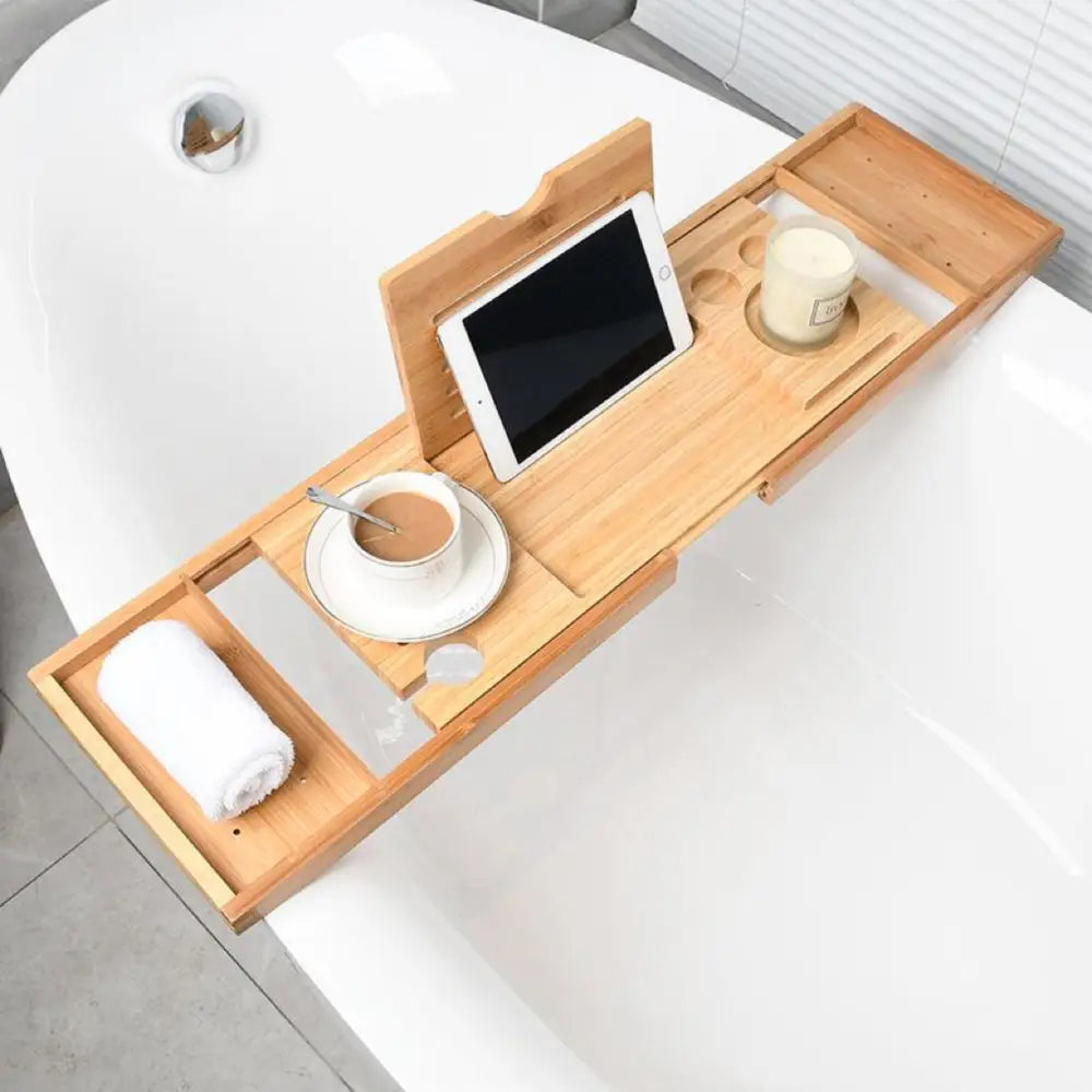 GOMINIMO Expandable Bamboo Bathup Caddy Trays GO-BBC-100-HYB - Home & Garden > Bathroom Accessories