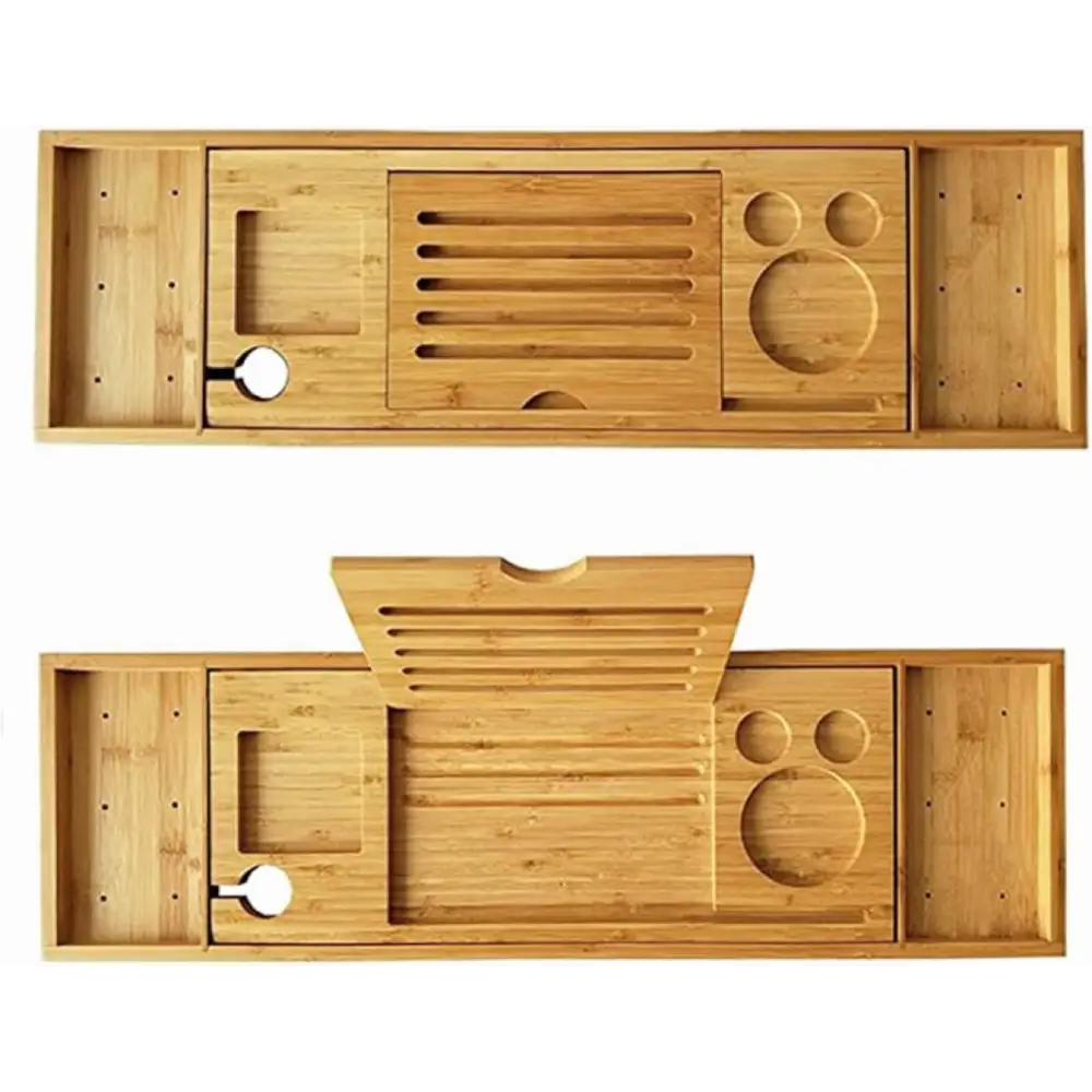 GOMINIMO Expandable Bamboo Bathup Caddy Trays GO-BBC-100-HYB - Home & Garden > Bathroom Accessories