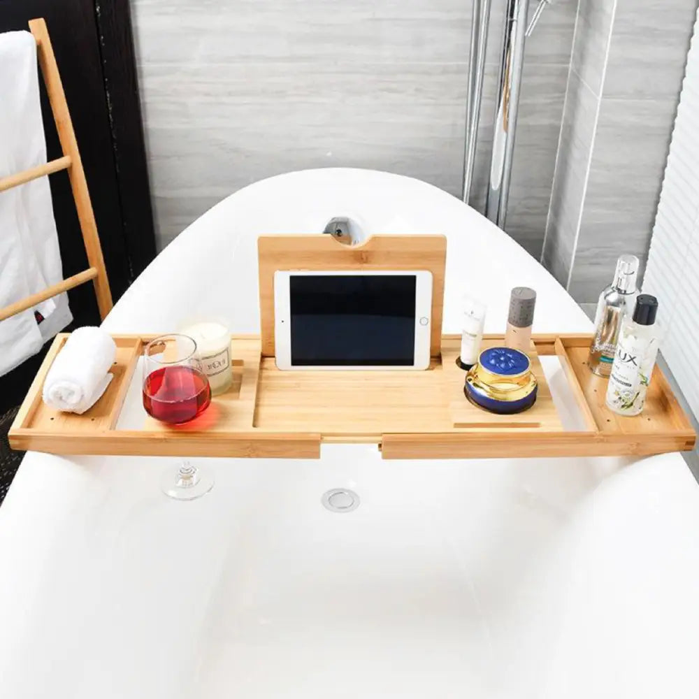 GOMINIMO Expandable Bamboo Bathup Caddy Trays GO-BBC-100-HYB - Home & Garden > Bathroom Accessories