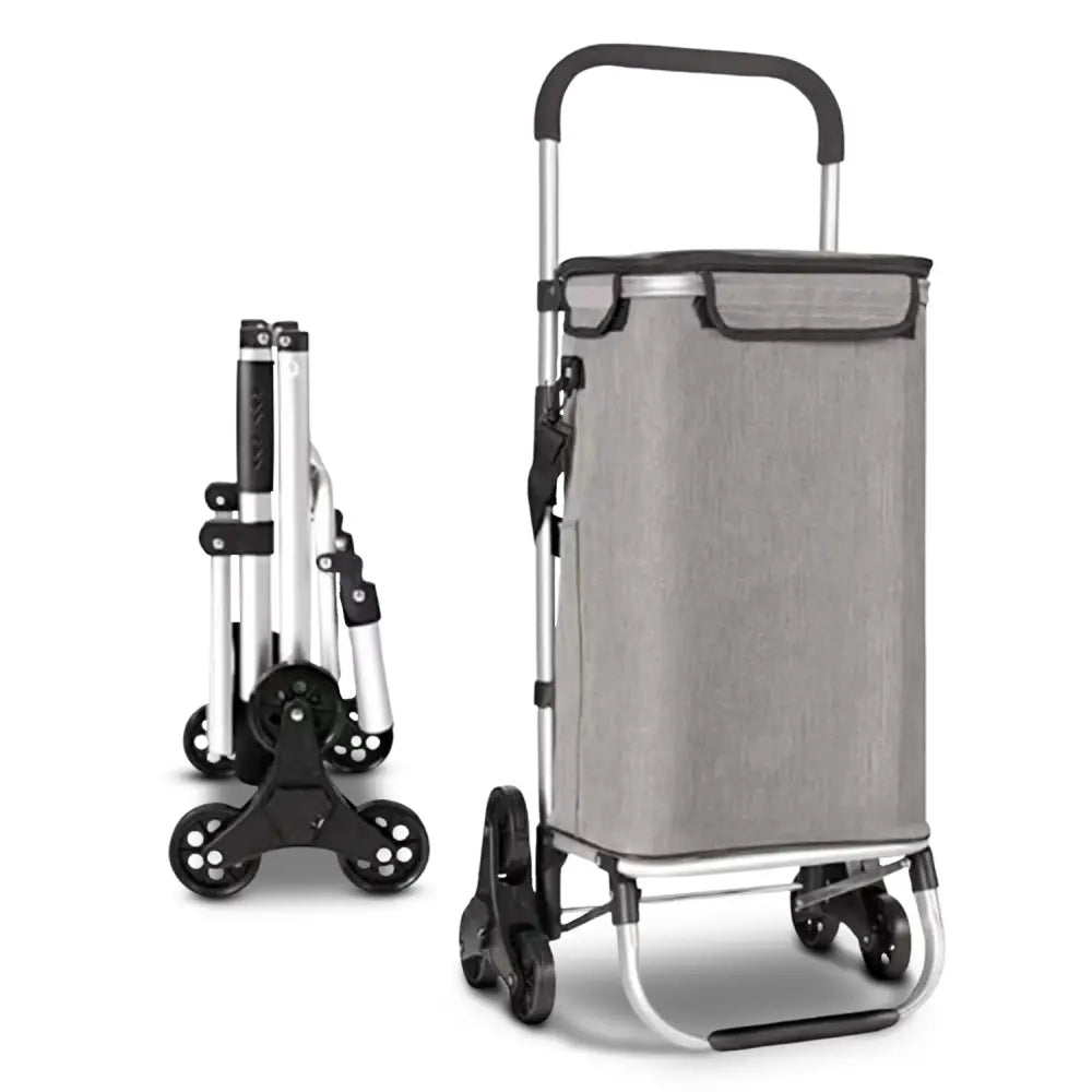 GOMINIMO Foldable Aluminum Shopping Trolley Cart with Tri-Wheel (Grey) GO-STY-102-XR - Home & Garden > Storage