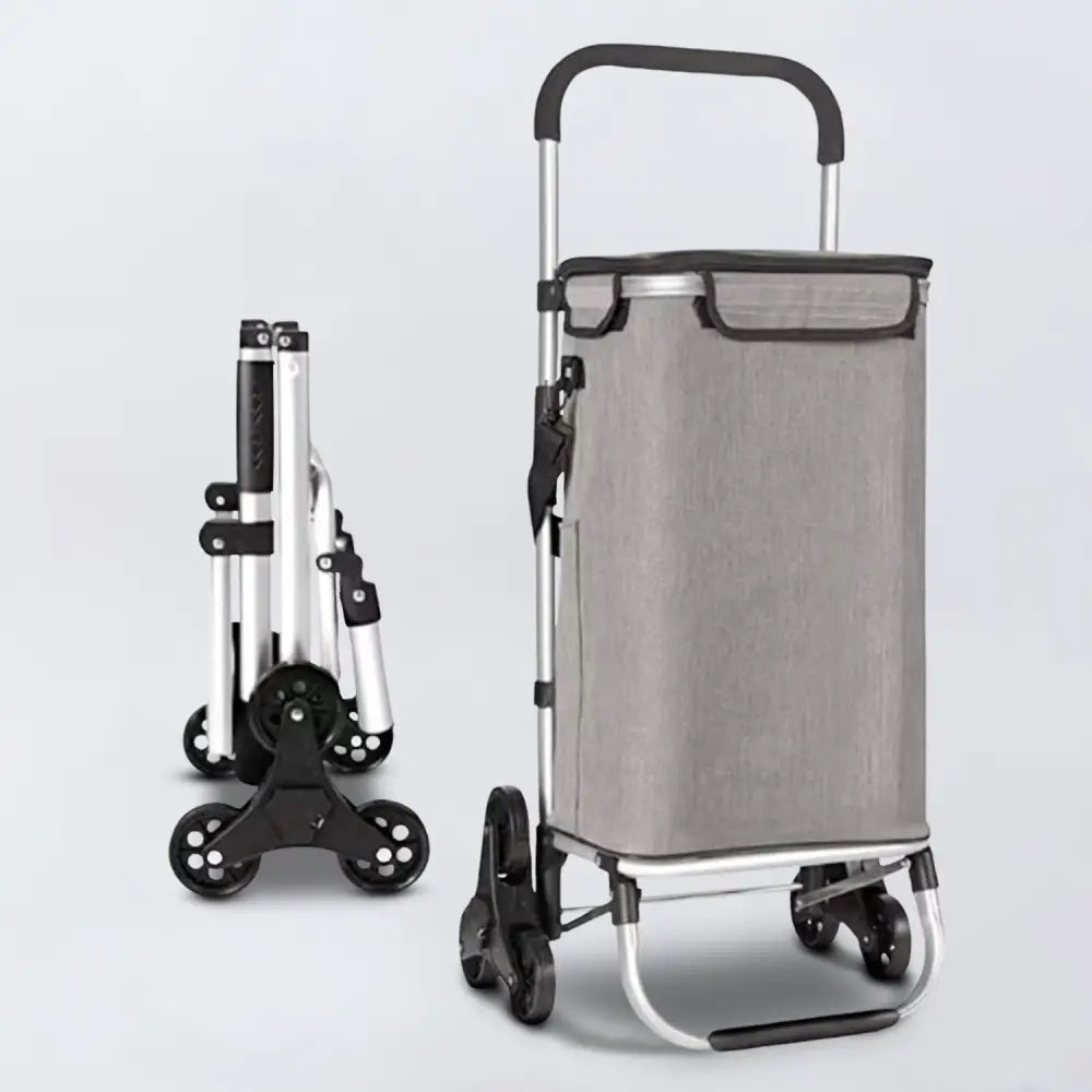 GOMINIMO Foldable Aluminum Shopping Trolley Cart with Tri-Wheel (Grey) GO-STY-102-XR - Home & Garden > Storage