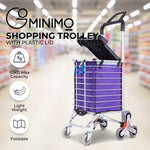 GOMINIMO Foldable Aluminum Shopping Trolley Cart with Wheels and Lids (Purple and Silver) GO-STY-103-XR - Home & Garden