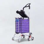 GOMINIMO Foldable Aluminum Shopping Trolley Cart with Wheels and Lids (Purple and Silver) GO-STY-103-XR - Home & Garden