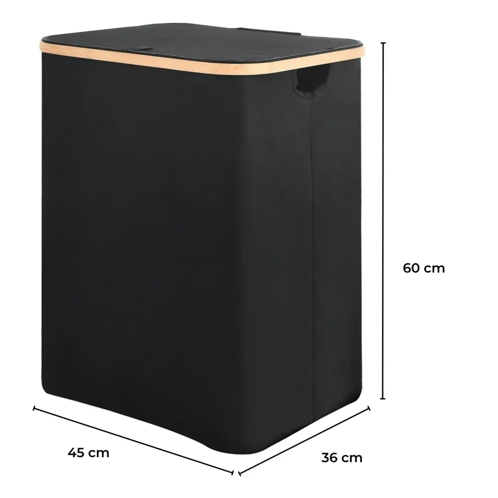 GOMINIMO Folding Bamboo & Canvas Laundry Hamper with Single Lid (Black)GO-LB-116-SJ - Home & Garden > Laundry & Cleaning