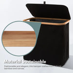 GOMINIMO Folding Bamboo & Canvas Laundry Hamper with Single Lid (Black)GO-LB-116-SJ - Home & Garden > Laundry & Cleaning