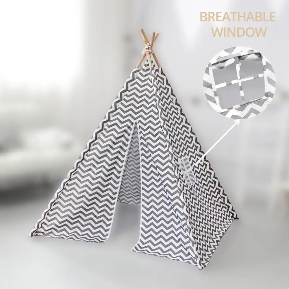 GOMINIMO Kids Teepee Tent with Side Window and Carry Case (Wave Stripe) GO-KT-103-LK - Baby & Kids > Kid’s Furniture
