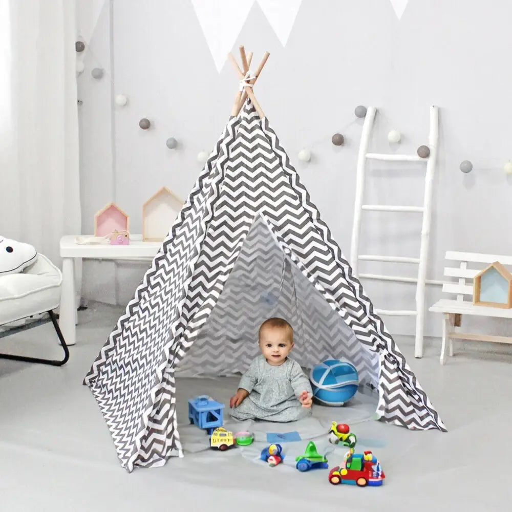 GOMINIMO Kids Teepee Tent with Side Window and Carry Case (Wave Stripe) GO-KT-103-LK - Baby & Kids > Kid’s Furniture