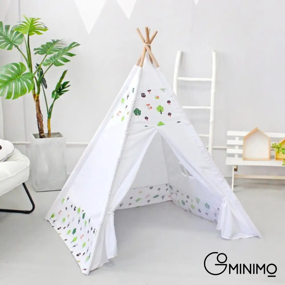 GOMINIMO Kids Teepee Tent with Side Window and Carry Case (White Forest) GO-KT-101-LK - Baby & Kids > Kid’s Furniture