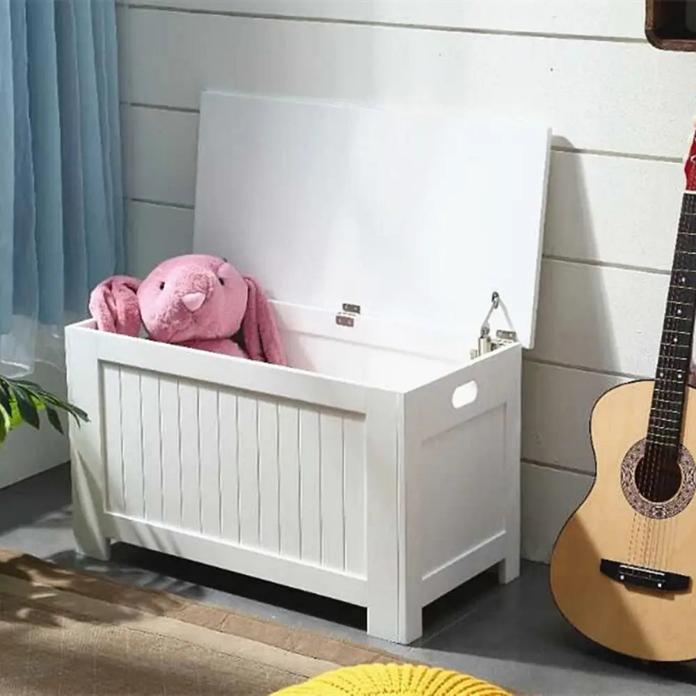 GOMINIMO Kids Toy Storage Box with Lid and Air Gap Handle (White) GO-SBO-100-LR - Baby & Kids > Kid’s Furniture