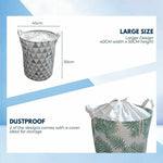 GOMINIMO Laundry Basket Round Foldable with Cover (Green Leaves) HM-LB-103-YX - Home & Garden > Storage