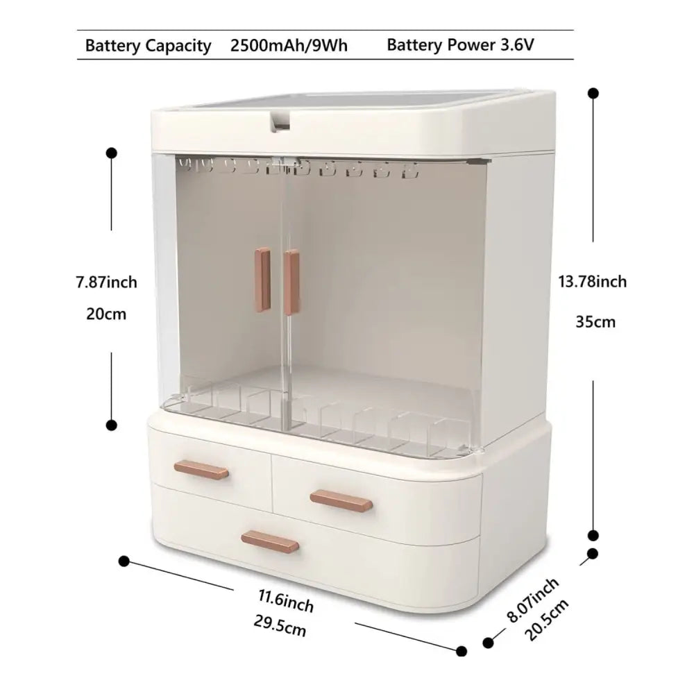 GOMINIMO LED Makeup Organizer with LED Makeup Mirror (White) - Health & Beauty > Makeup > Makeup Mirrors