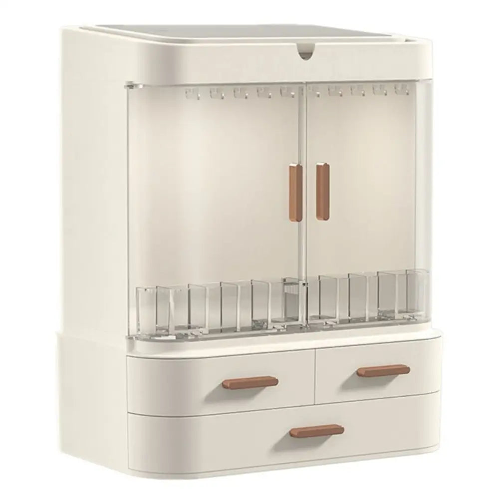 GOMINIMO LED Makeup Organizer with LED Makeup Mirror (White) - Health & Beauty > Makeup > Makeup Mirrors