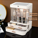 GOMINIMO LED Makeup Organizer with LED Makeup Mirror (White) - Health & Beauty > Makeup > Makeup Mirrors