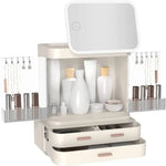 GOMINIMO LED Makeup Organizer with LED Makeup Mirror (White) - Health & Beauty > Makeup > Makeup Mirrors