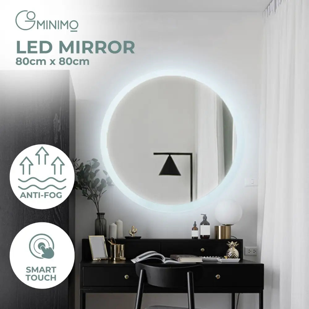 GOMINIMO LED Mirror 800mm Round - Auto Accessories > Auto Accessories Others > Automotive Repair & Speciality Tools