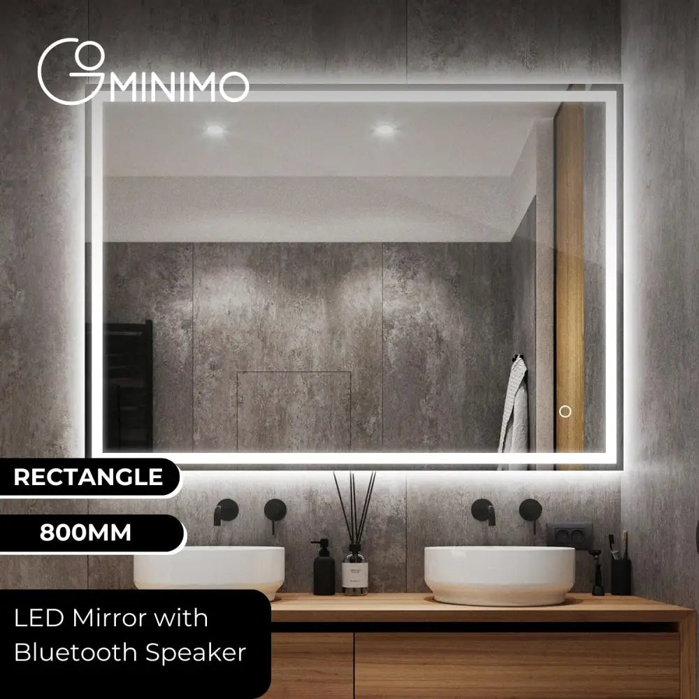 GOMINIMO LED Mirror with Bluetooth Speaker 800mm Rectangle - Audio & Video > Musical Instrument & Accessories > Audio