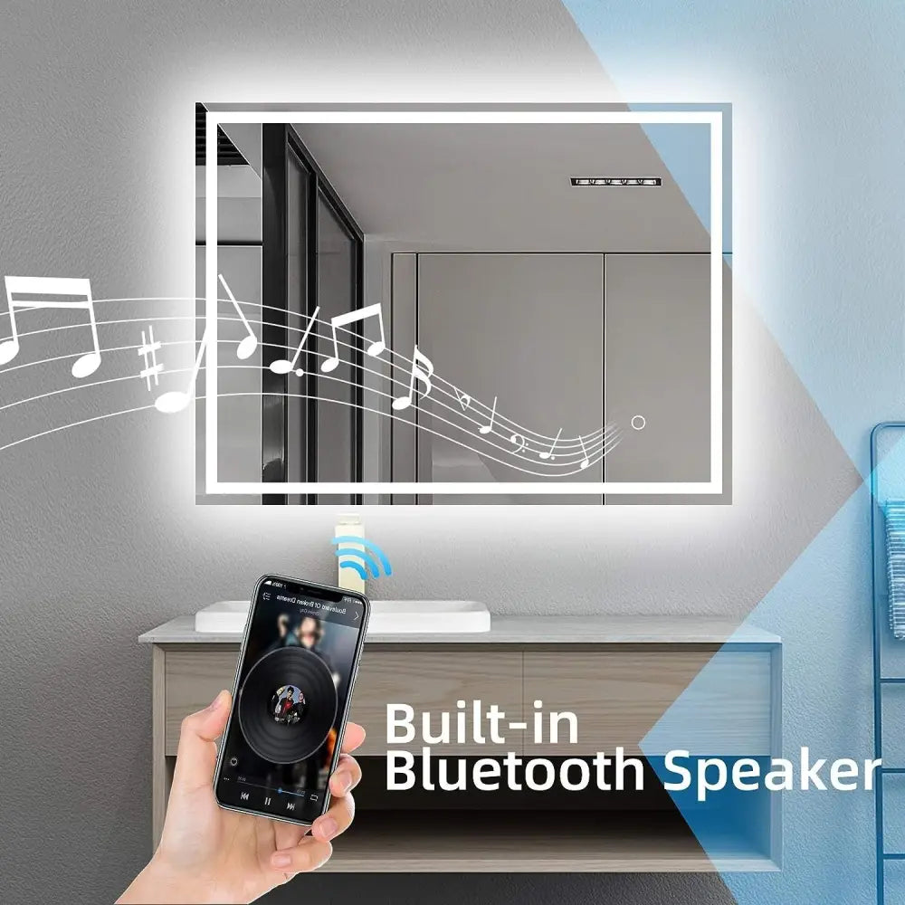 GOMINIMO LED Mirror with Bluetooth Speaker 800mm Rectangle - Audio & Video > Musical Instrument & Accessories > Audio