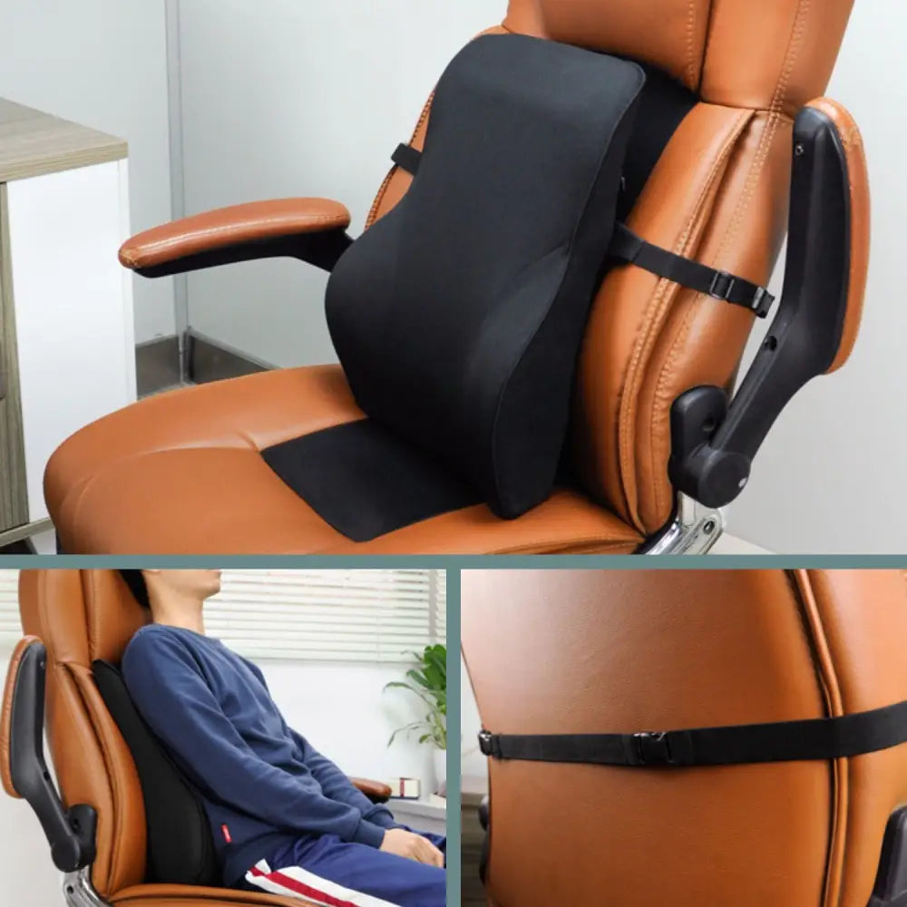 GOMINIMO Memory Foam Lumbar Support Pillow with Adjustable Dual Strap (Black) GO-LSP-101-JYM - Home & Garden > Decor
