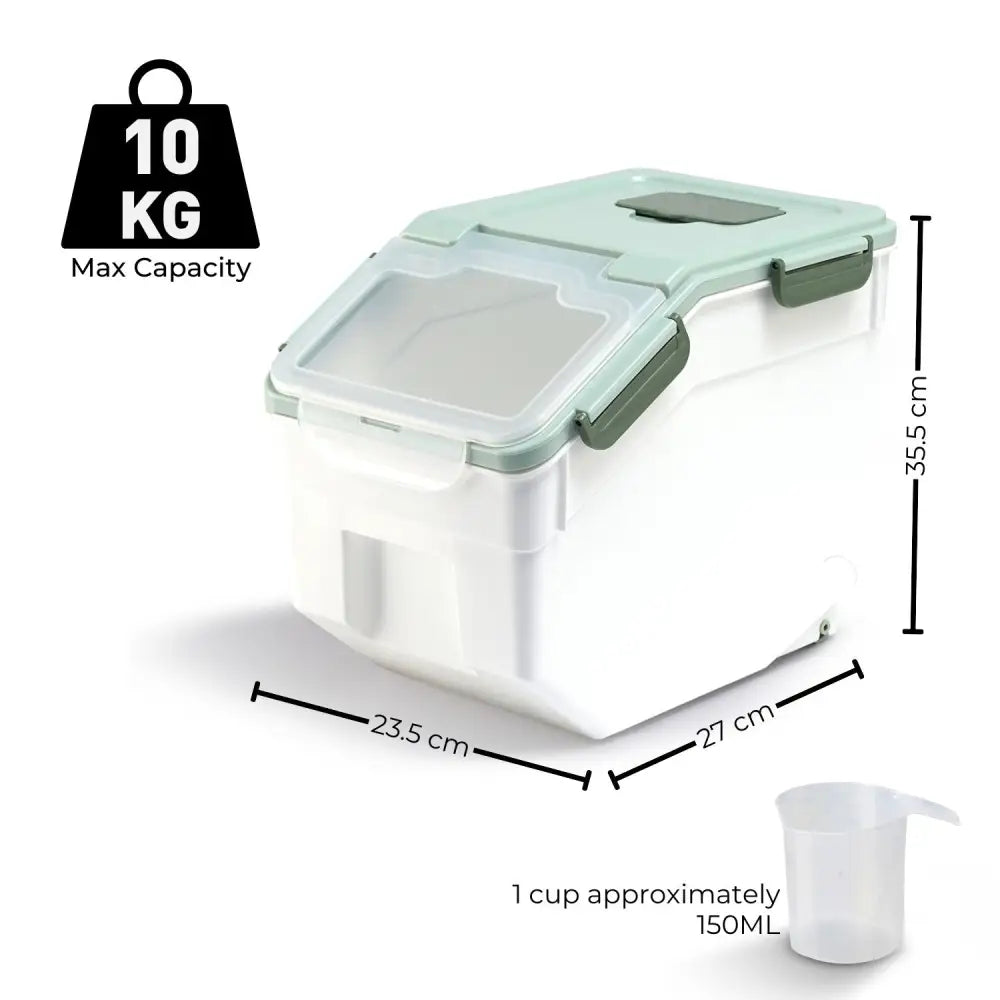 GOMINIMO Multipurpose Food Storage Container with Lids and Cup for Pet Food or Rice Grains (Green) - Home & Garden >
