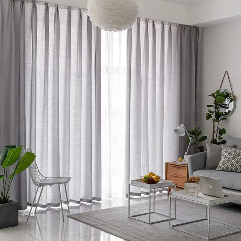 GOMINIMO Natural Linen Blended Curtains (Set of 2 W132cm x D274cm Light Grey) GO-CNB-109-MM - Home & Garden > Decor