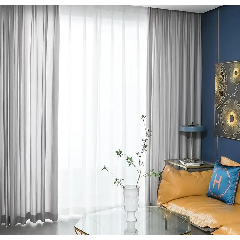 GOMINIMO Natural Linen Blended Curtains (Set of 2 W132cm x D274cm Light Grey) GO-CNB-109-MM - Home & Garden > Decor