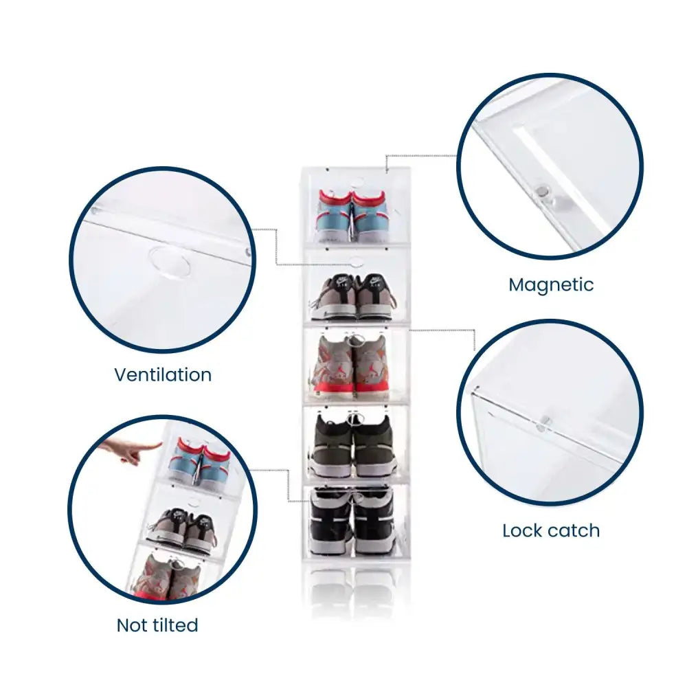 GOMINIMO Plastic Shoe Box 12 PCS Black - Home & Garden > Storage