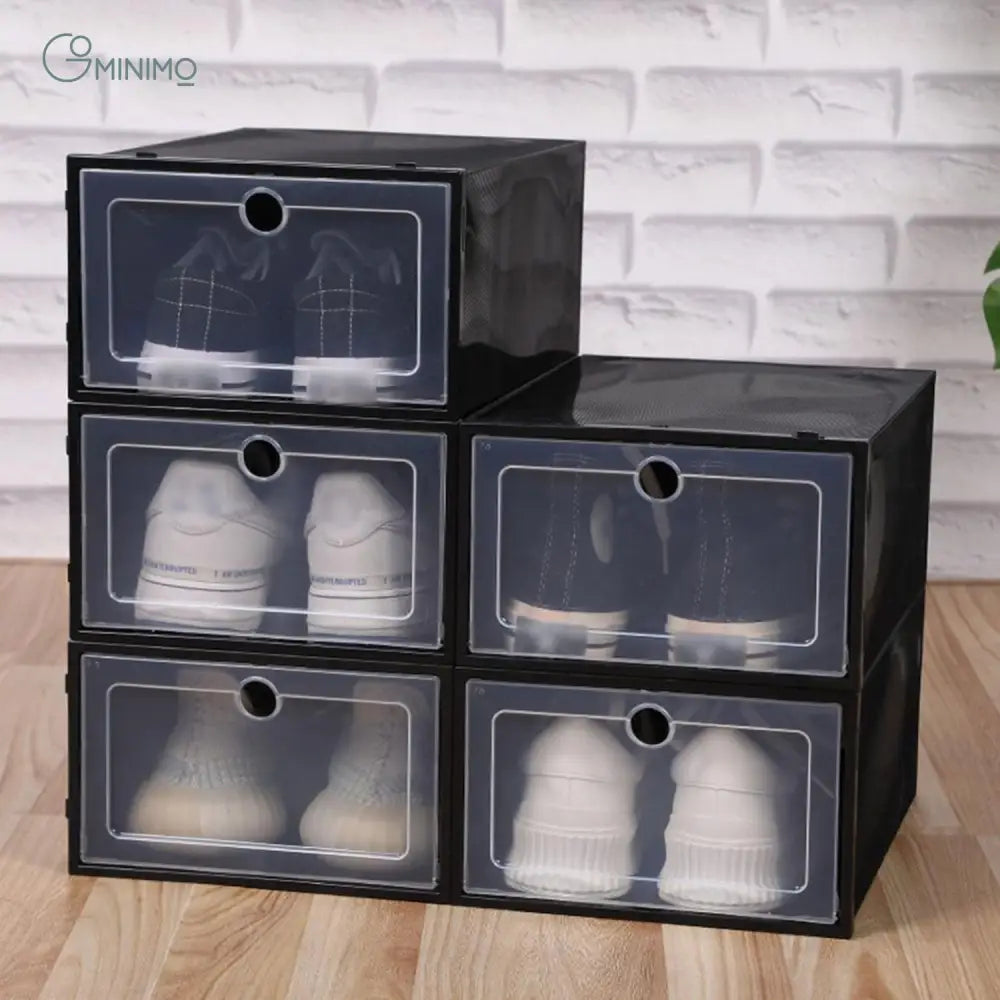 GOMINIMO Plastic Shoe Box 12 PCS Black - Home & Garden > Storage