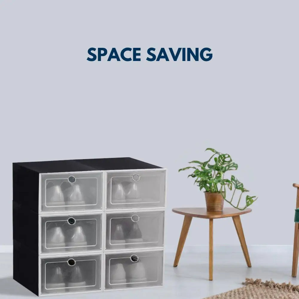 GOMINIMO Plastic Shoe Box 12 PCS Black - Home & Garden > Storage