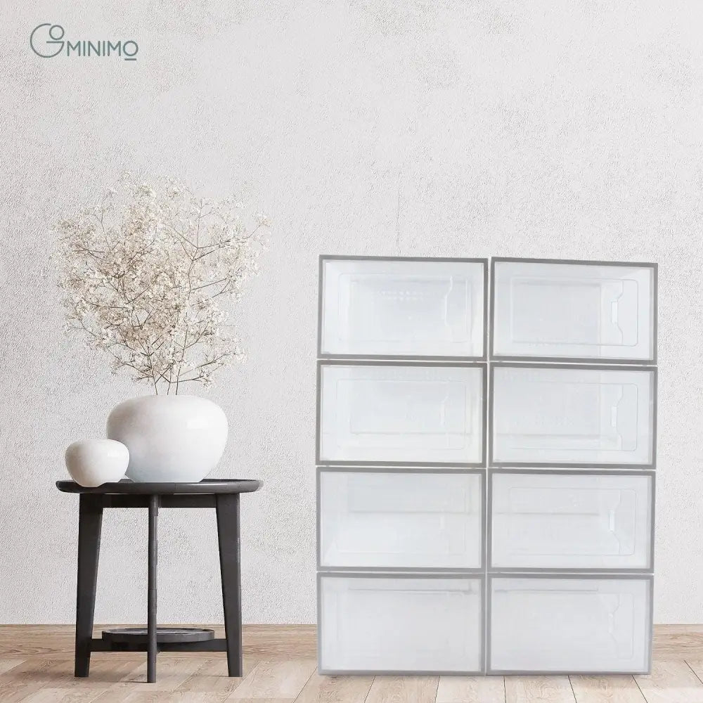 GOMINIMO Plastic Shoe Box 12PCS Medium Size (White) GO-SB-107-TD - Home & Garden > Storage
