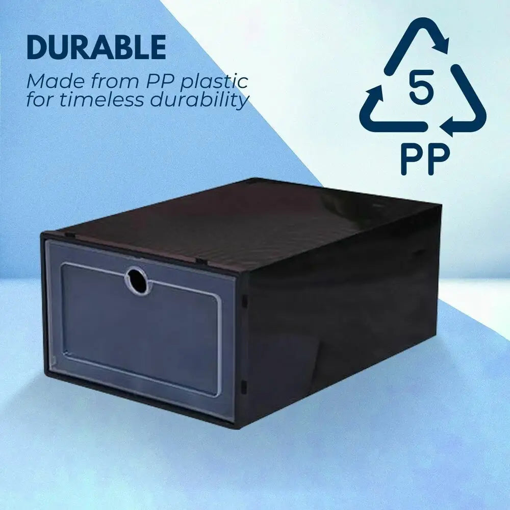 GOMINIMO Plastic Shoe Box 24 PCS Black GO-SB-105-QX - Home & Garden > Storage