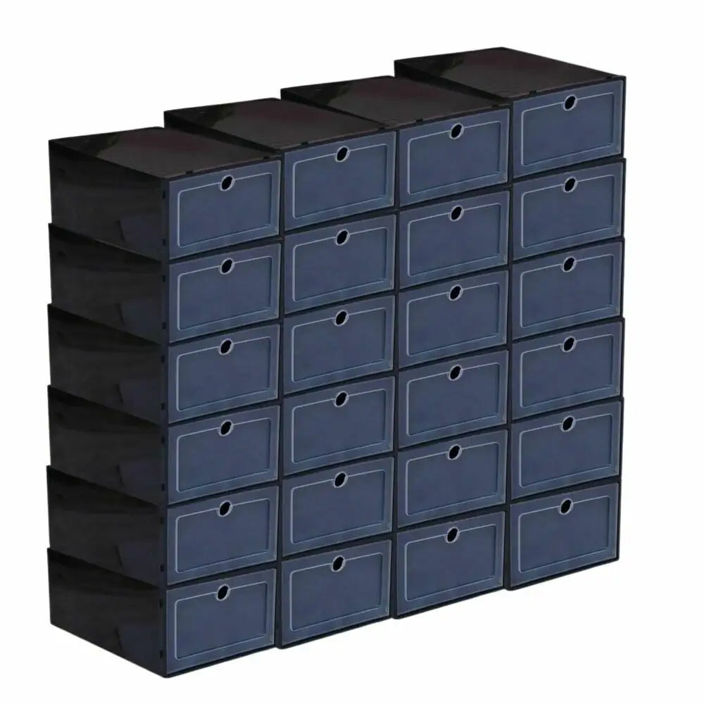 GOMINIMO Plastic Shoe Box 24 PCS Black GO-SB-105-QX - Home & Garden > Storage