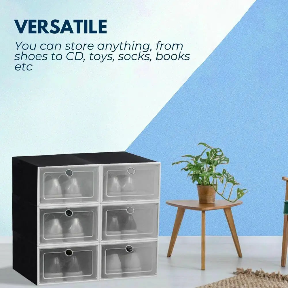 GOMINIMO Plastic Shoe Box 24 PCS Black GO-SB-105-QX - Home & Garden > Storage