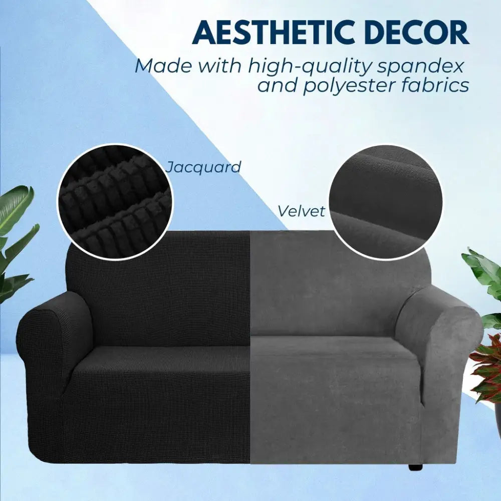 GOMINIMO Polyester Jacquard Sofa Cover 2 Seater (Grey) HM-SF-100-RD - Furniture > Sofas