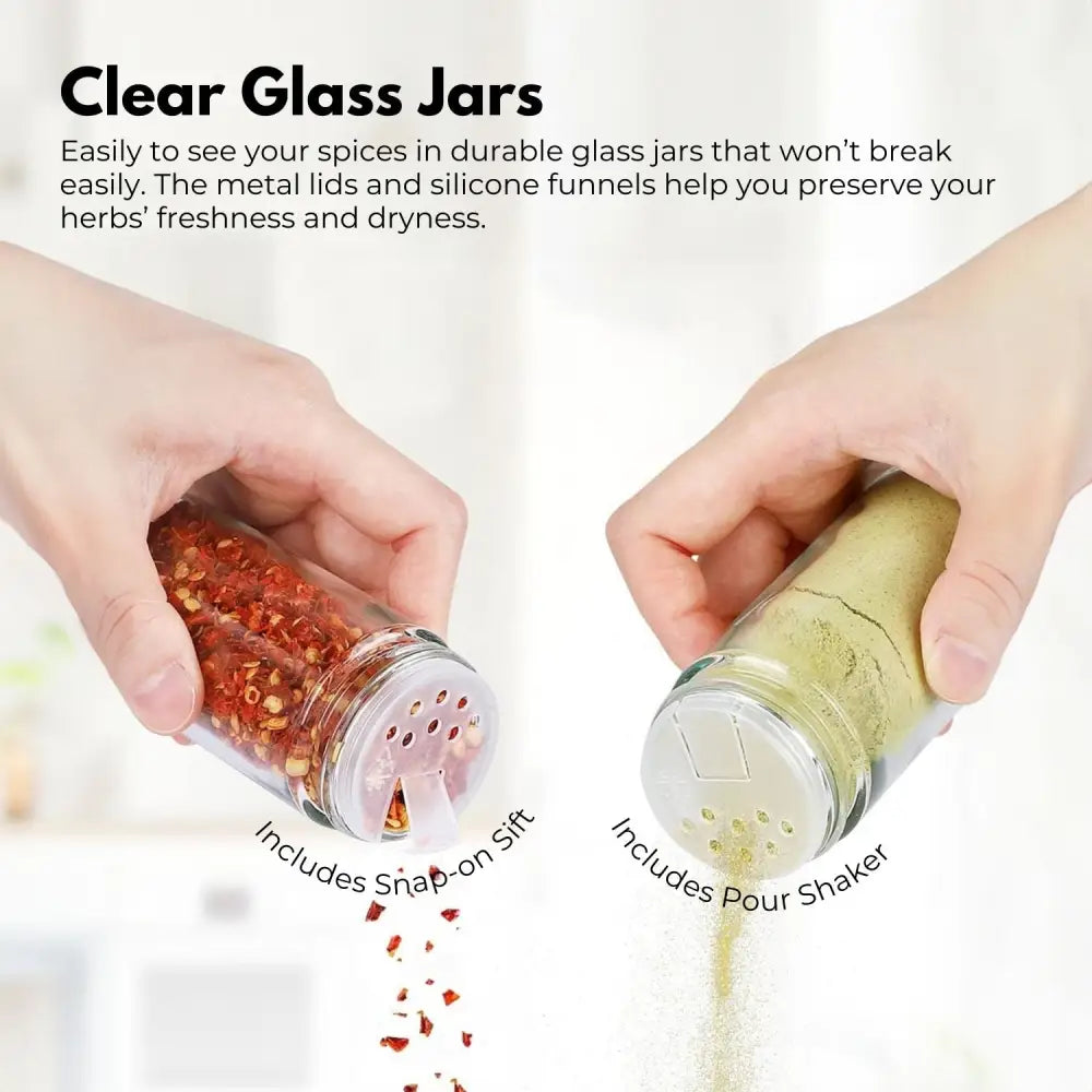 Gominimo Quadrate Rotating Spice Rack Organizer (20 Jars) with Label Sticker and Silicone Funnel - Home & Garden >