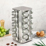 Gominimo Quadrate Rotating Spice Rack Organizer (20 Jars) with Label Sticker and Silicone Funnel - Home & Garden >