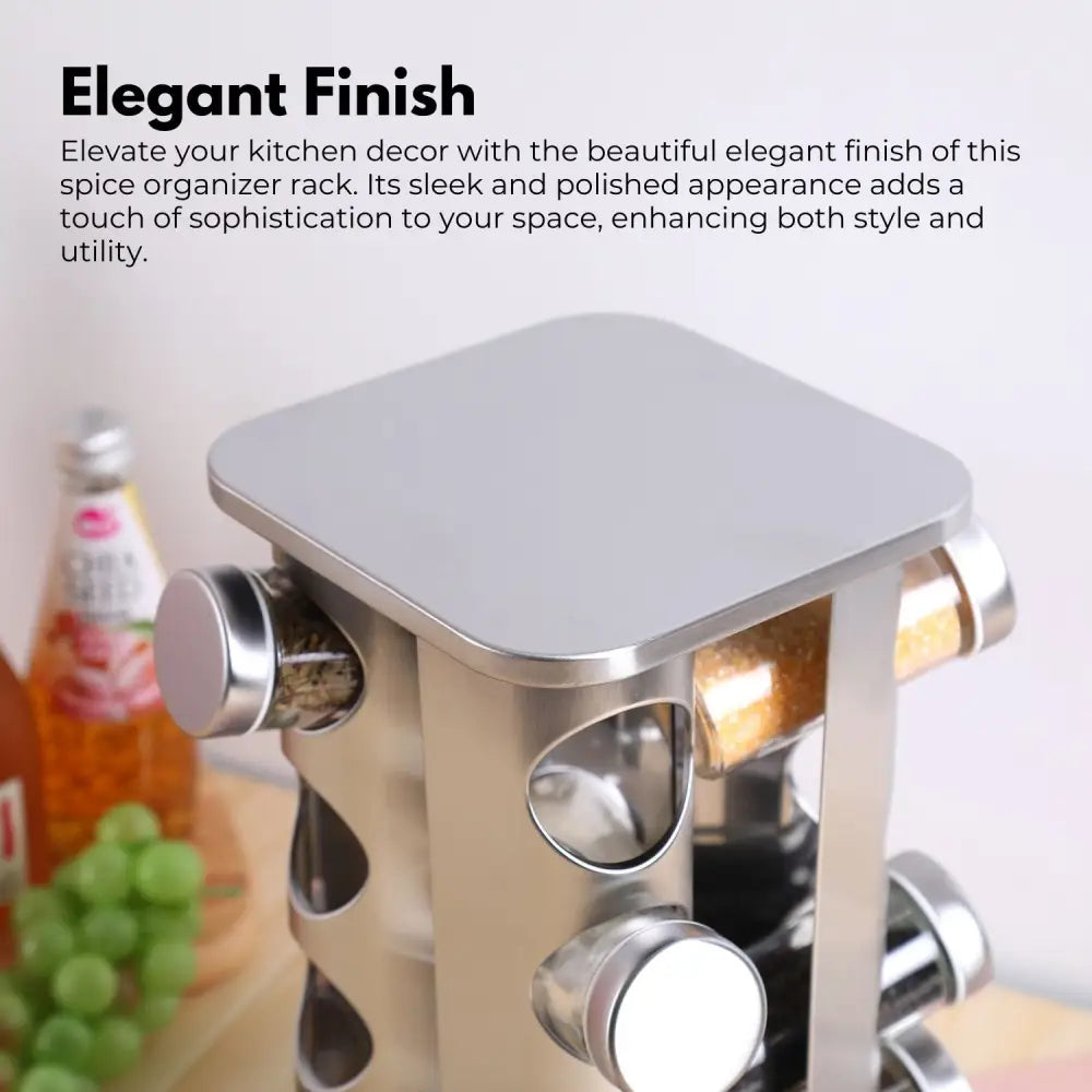 Gominimo Quadrate Rotating Spice Rack Organizer (20 Jars) with Label Sticker and Silicone Funnel - Home & Garden >