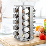Gominimo Quadrate Rotating Spice Rack Organizer (20 Jars) with Label Sticker and Silicone Funnel - Home & Garden >