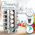 Gominimo Quadrate Rotating Spice Rack Organizer (20 Jars) with Label Sticker and Silicone Funnel - Home & Garden >