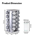 Gominimo Quadrate Rotating Spice Rack Organizer (20 Jars) with Label Sticker and Silicone Funnel - Home & Garden >