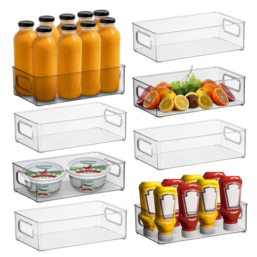 GOMINIMO Set of 8 Clear Fridge Food Storage Containers GO-FSC-101-HLL - Home & Garden > Storage