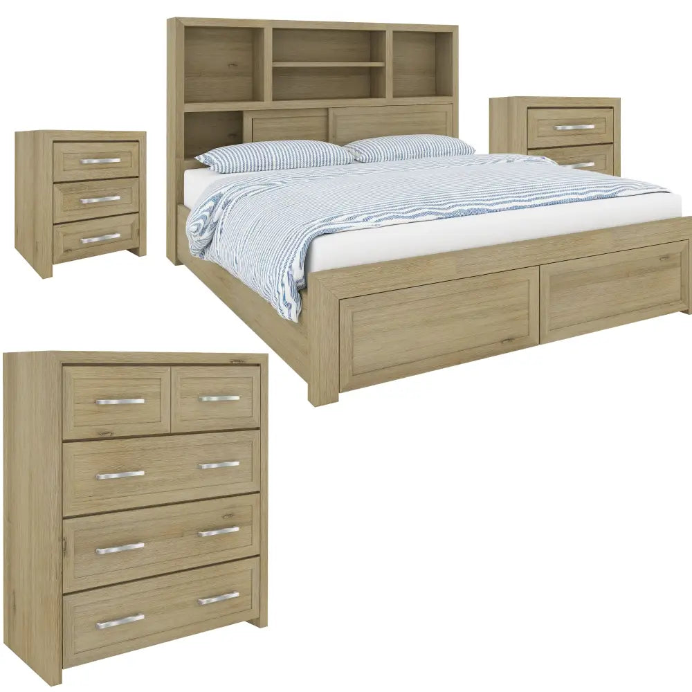 Gracelyn Dresser Mirror 7 Chest of Drawers Solid Wood Bedroom - Smoke - Furniture > Bedroom