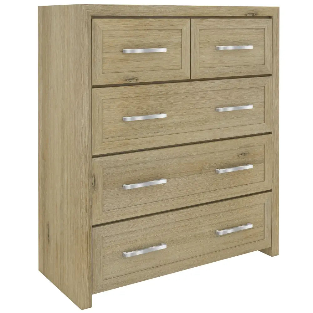 Gracelyn Tallboy 5 Chest of Drawers Solid Wood Bedroom Storage - Smoke - Furniture > Bedroom