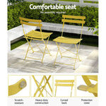 Gradeon 3PC Outdoor Bistro Set Steel Table and Chairs Patio Furniture Yellow - Furniture > Outdoor