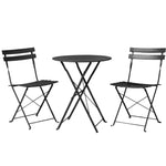 Gradeon 3PC Outdoor Bistro Set Steel Table and Chairs Patio Furniture Black - Furniture > Outdoor