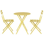 Gradeon 3PC Outdoor Bistro Set Steel Table and Chairs Patio Furniture Yellow - Furniture > Outdoor