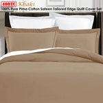 Grand Aterlier Pima Cotton Khaki Quilt Cover Set King - Home & Garden > Bedding > Duvet Covers