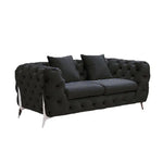 Grand Tufted Lounge - Black Velvet - Silver Legs - Furniture > Sofas