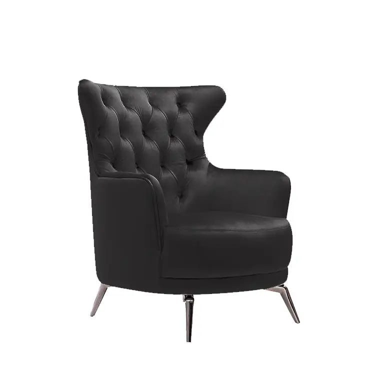 Grand Tufted Lounge - Black Velvet - Silver Legs - Furniture > Sofas