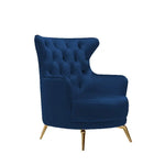 Grand Tufted Lounge - Blue Velvet - Gold Legs - Furniture > Sofas